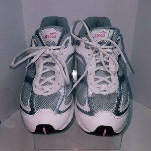 AVIA WOMEN RUNNING SHOES A5020WWSQ Size 7.5 us WHITE GREY PINK TRIM cantilever